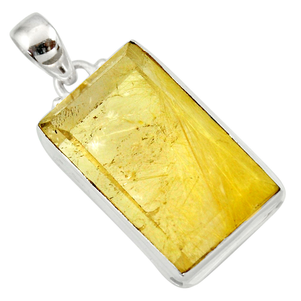 33.68cts natural golden rutile 925 sterling silver pendant jewelry d41657