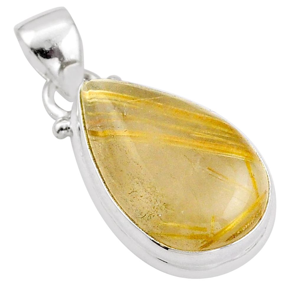 13.51cts natural golden rutile 925 sterling silver pendant jewelry u5119