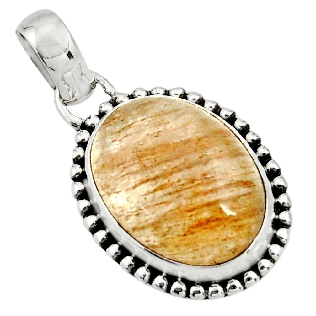 13.27cts natural golden rutile oval 925 sterling silver pendant jewelry r26460