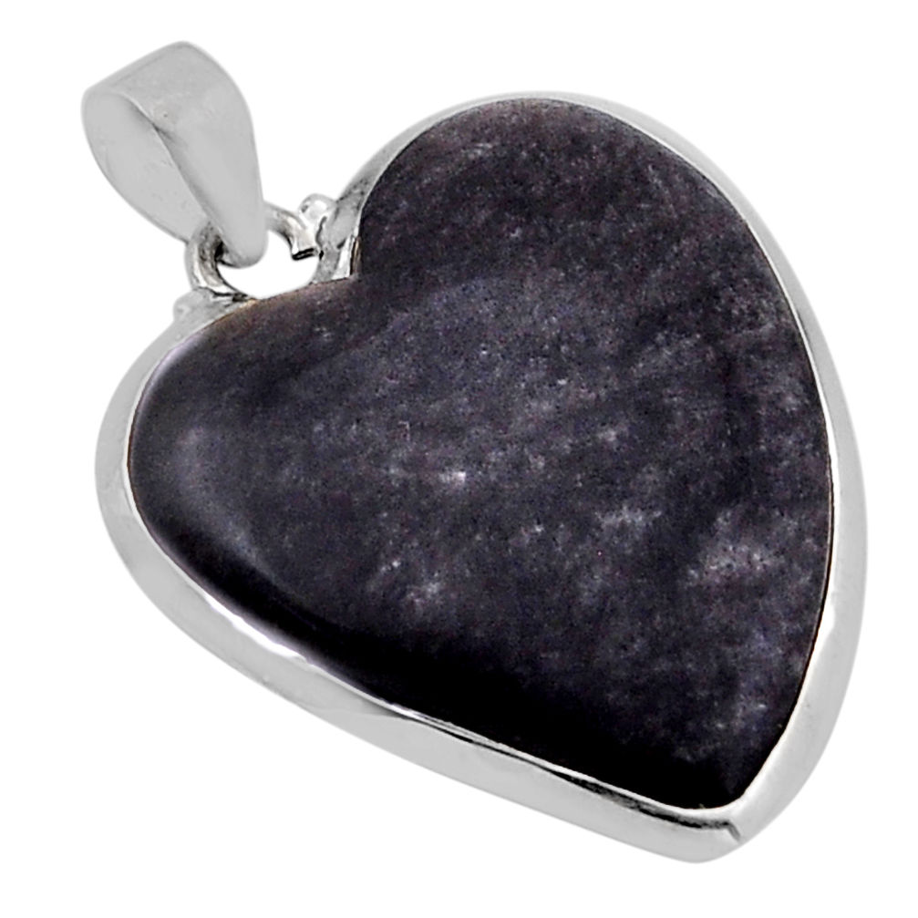 27.72cts natural golden sheen black obsidian 925 silver heart pendant n49382