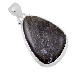 16.06cts natural golden sheen black obsidian 925 sterling silver pendant n29371