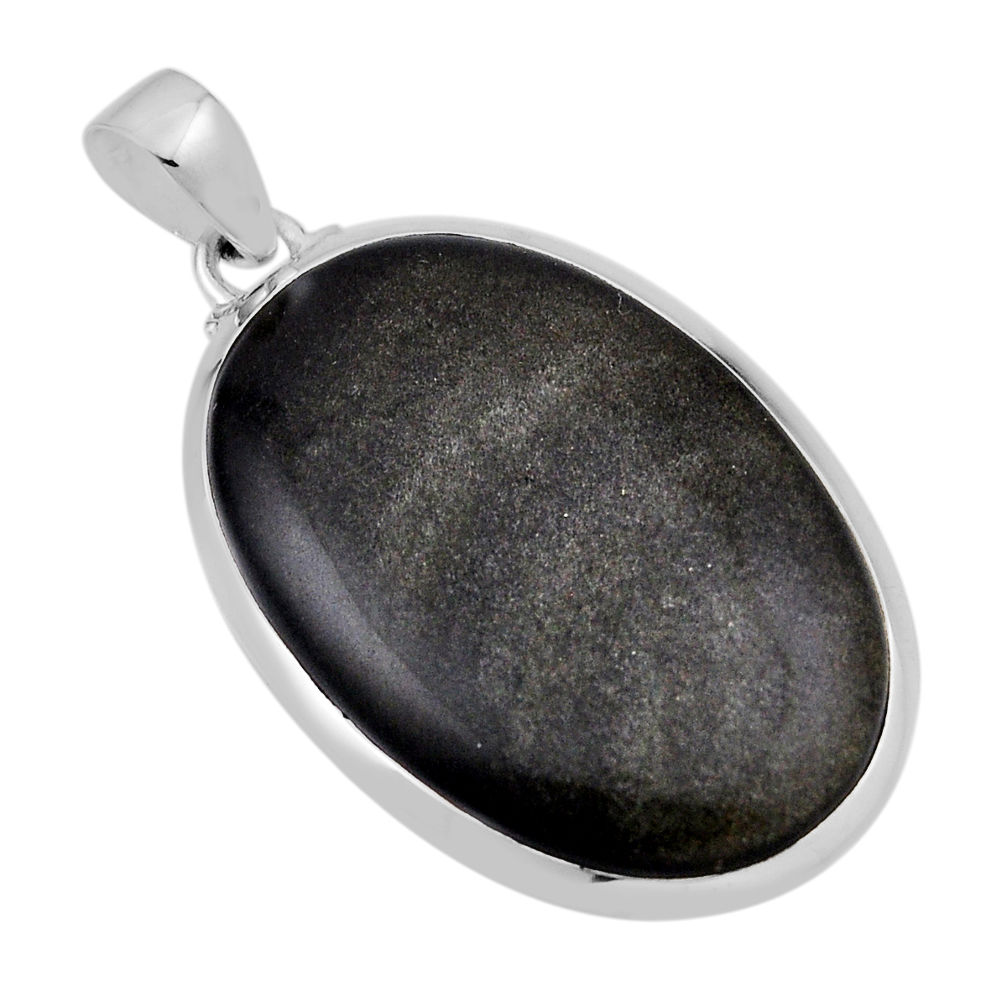 27.13cts natural golden sheen black obsidian 925 sterling silver pendant n31262