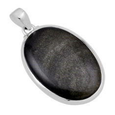 27.13cts natural golden sheen black obsidian 925 sterling silver pendant n31262