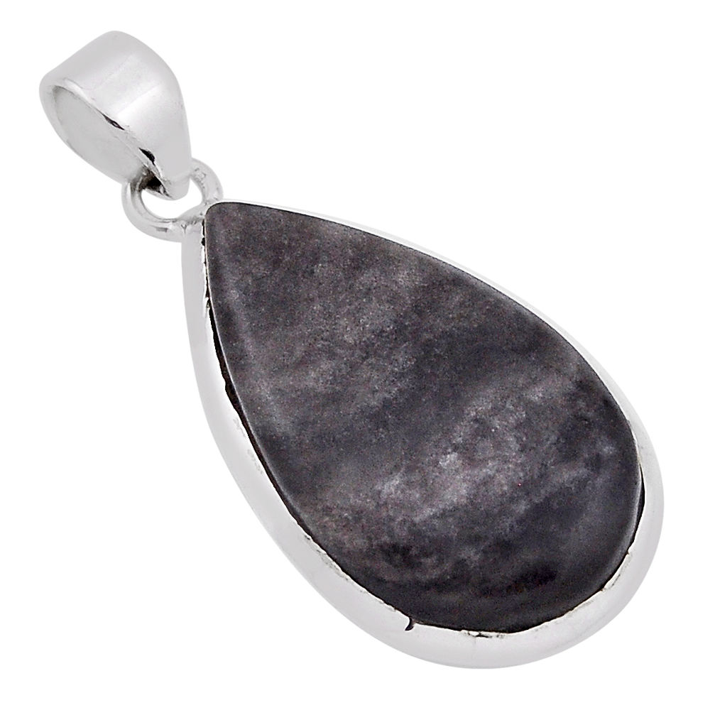 17.91cts natural golden sheen black obsidian 925 sterling silver pendant n32058