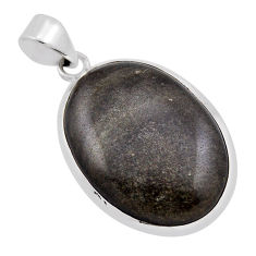 16.94cts natural golden sheen black obsidian 925 sterling silver pendant n35011