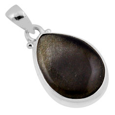 9.72cts natural golden sheen black obsidian 925 sterling silver pendant n38637