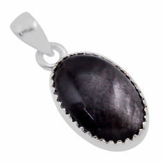 6.19cts natural golden sheen black obsidian 925 sterling silver pendant n40081