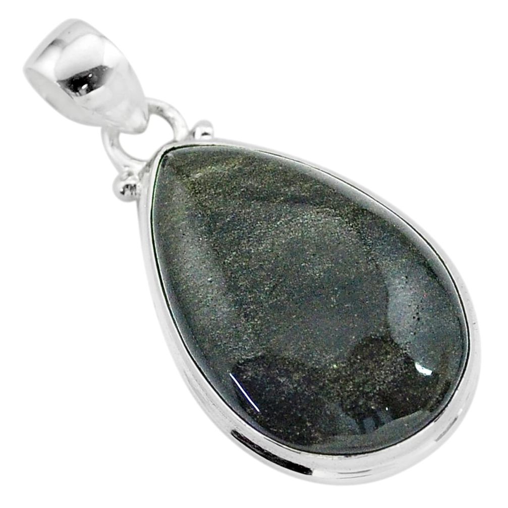 16.70cts natural golden sheen black obsidian 925 sterling silver pendant t42584