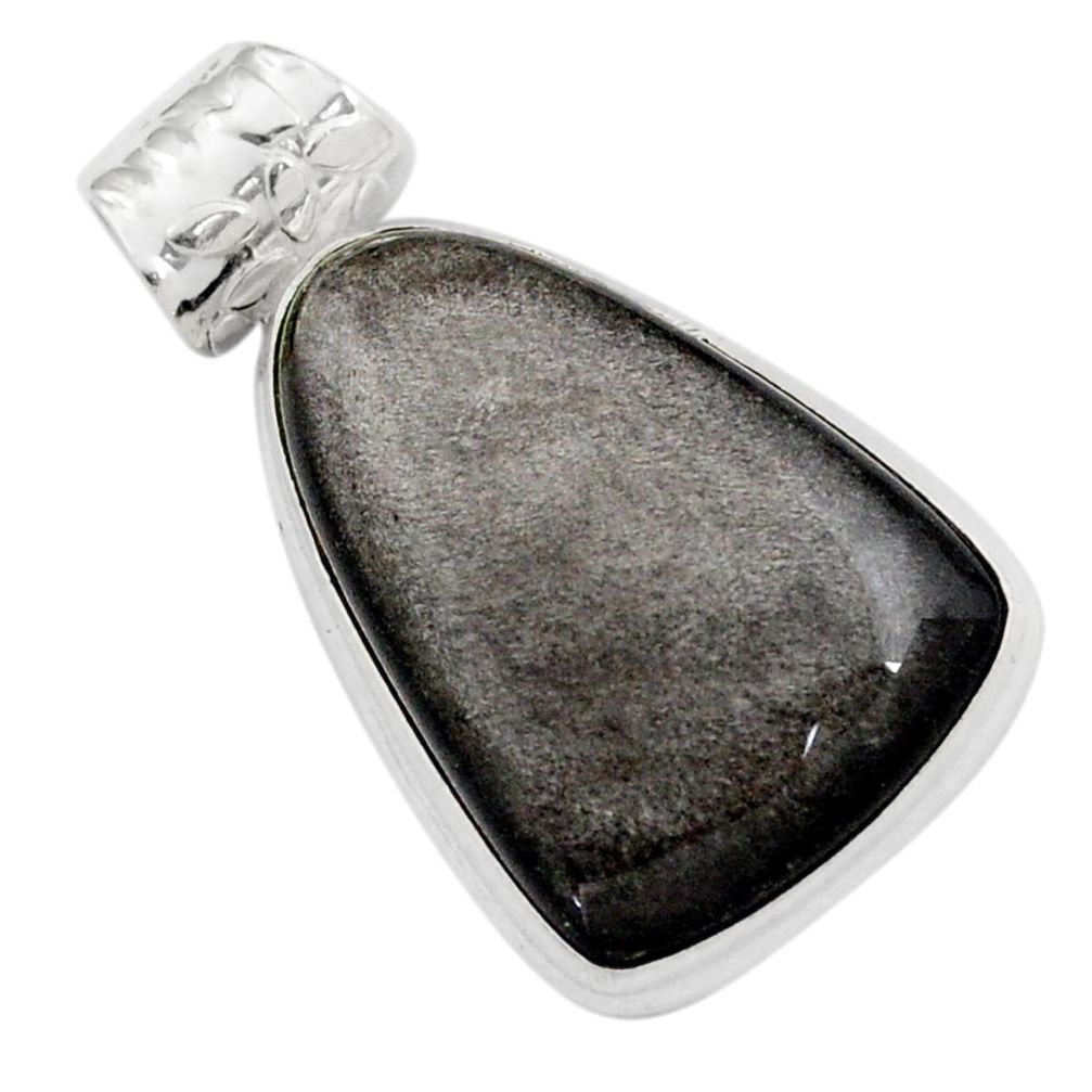 21.40cts natural golden sheen black obsidian 925 sterling silver pendant t78945