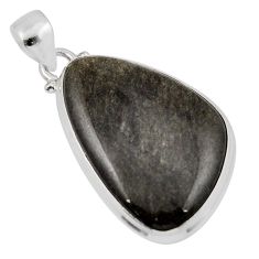 16.54cts natural golden sheen black obsidian 925 sterling silver pendant y47521