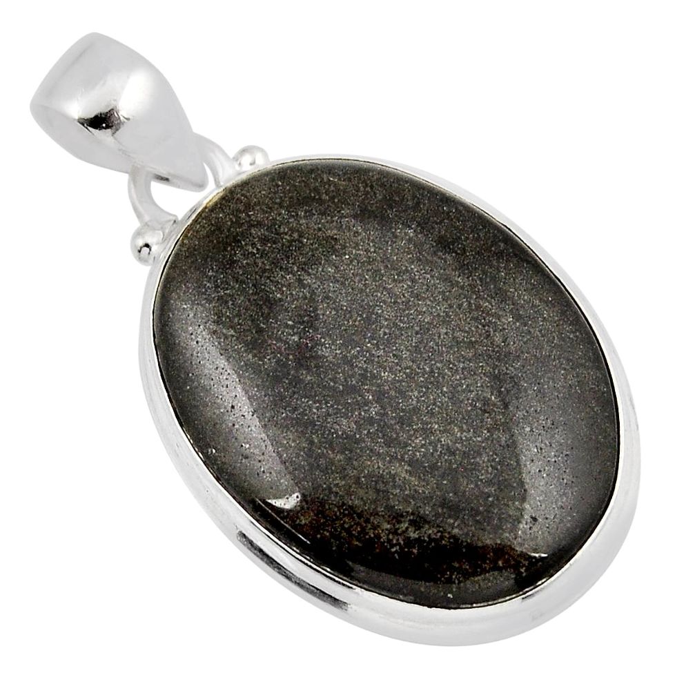 18.94cts natural golden sheen black obsidian 925 sterling silver pendant y47651