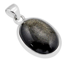 11.68cts natural golden sheen black obsidian 925 sterling silver pendant y61954