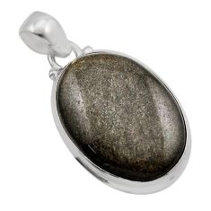 16.03cts natural golden sheen black obsidian 925 sterling silver pendant y88846