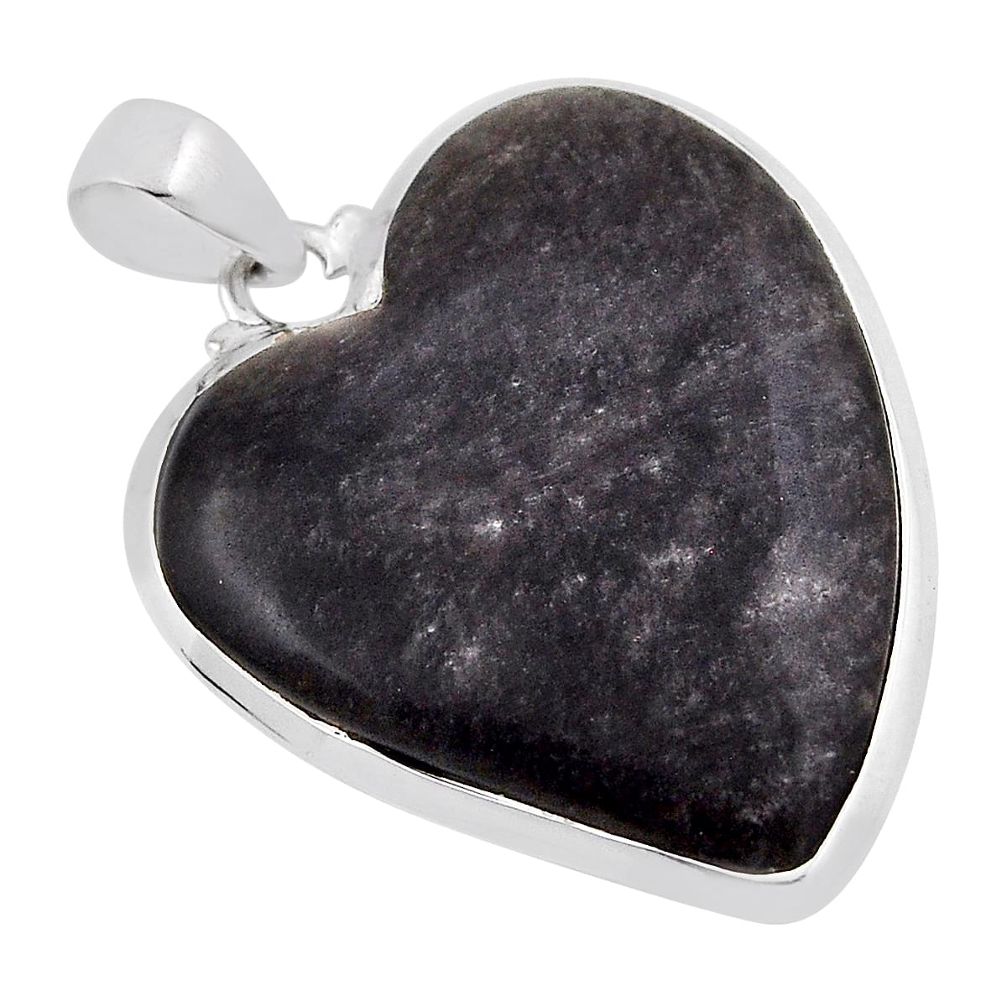 27.64cts natural golden sheen black obsidian heart 925 silver pendant n34931