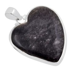 27.64cts natural golden sheen black obsidian heart 925 silver pendant n34931