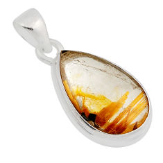 11.23cts natural golden star rutilated quartz 925 sterling silver pendant n27689