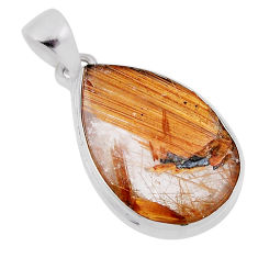13.51cts natural golden star rutilated quartz 925 sterling silver pendant n29424