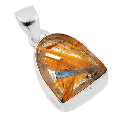 10.75cts natural golden star rutilated quartz 925 sterling silver pendant n29427