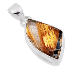 11.45cts natural golden star rutilated quartz 925 sterling silver pendant n29437