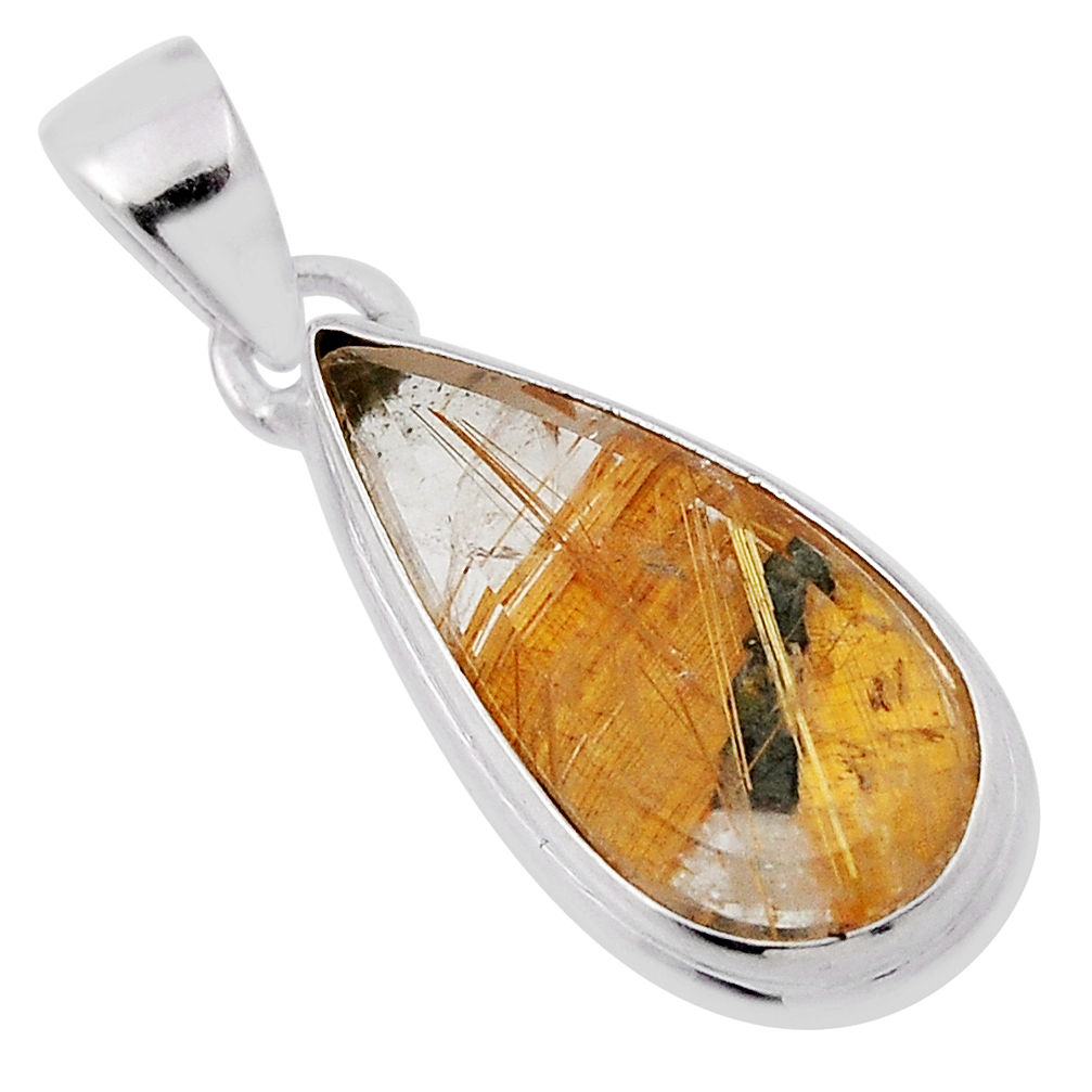 8.36cts natural golden star rutilated quartz 925 sterling silver pendant n29652