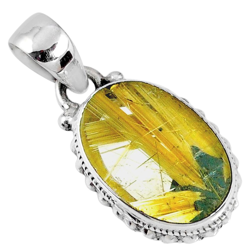 6.72cts natural golden star rutilated quartz 925 sterling silver pendant r60225