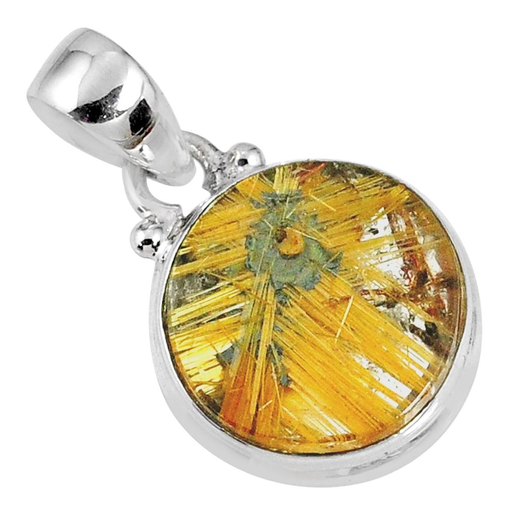 7.98cts natural golden star rutilated quartz 925 sterling silver pendant r60255