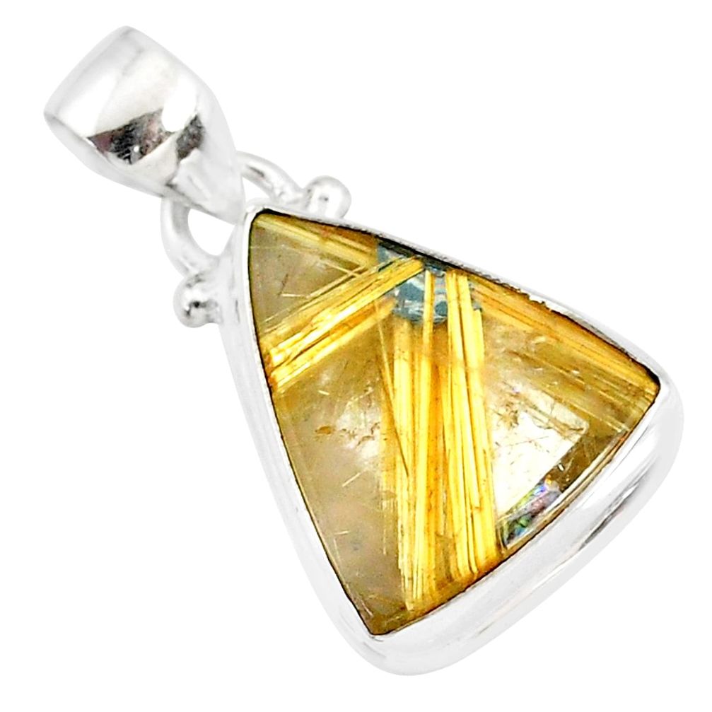 9.80cts natural golden star rutilated quartz 925 sterling silver pendant r86484