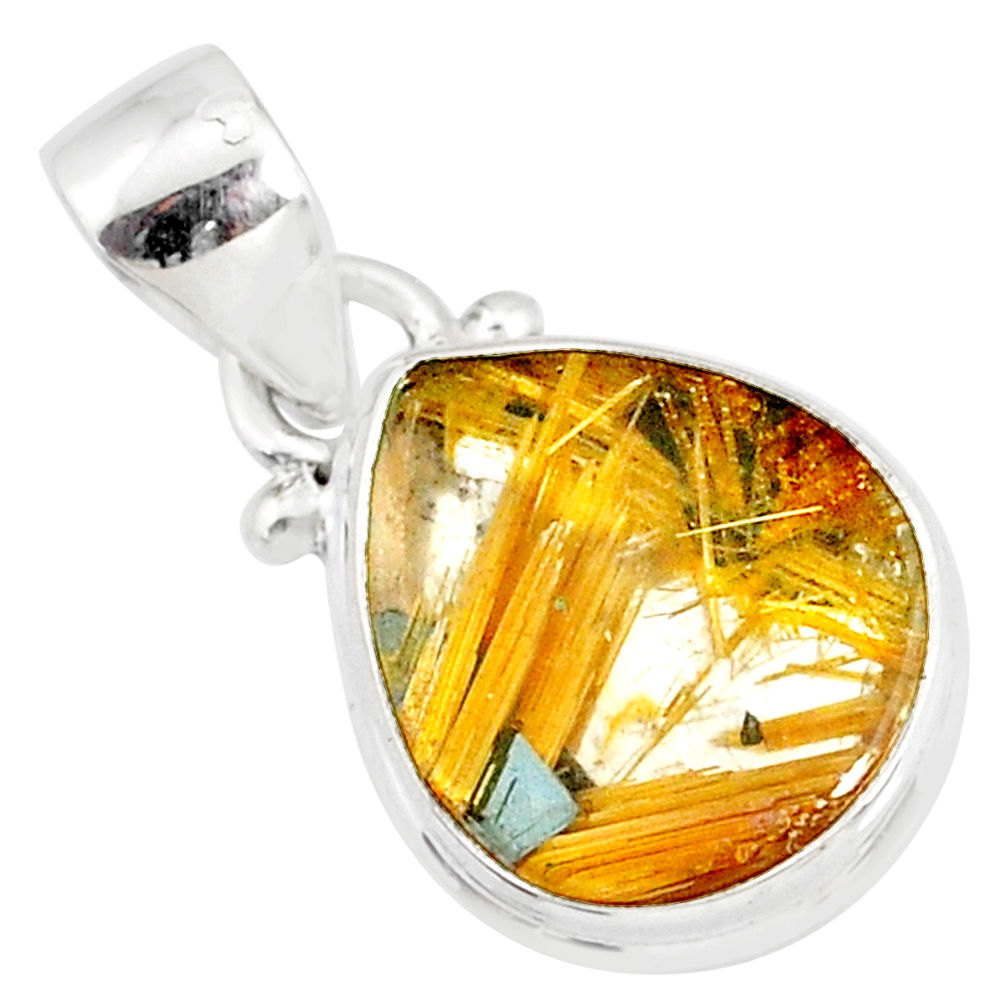 8.45cts natural golden star rutilated quartz 925 sterling silver pendant r86492