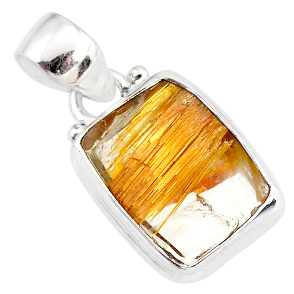 8.80cts natural golden star rutilated quartz 925 sterling silver pendant r86494