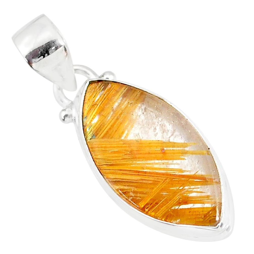 12.22cts natural golden star rutilated quartz 925 sterling silver pendant r86500