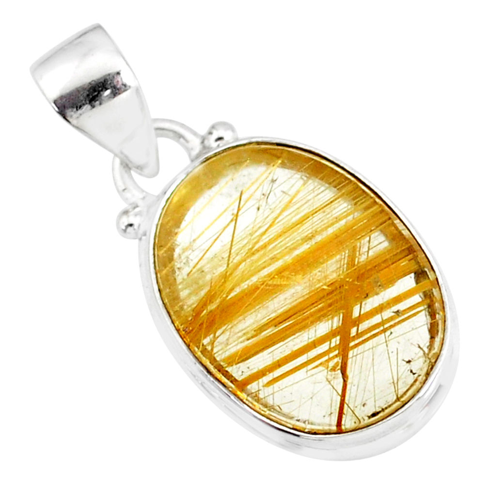 10.08cts natural golden star rutilated quartz 925 sterling silver pendant r86501