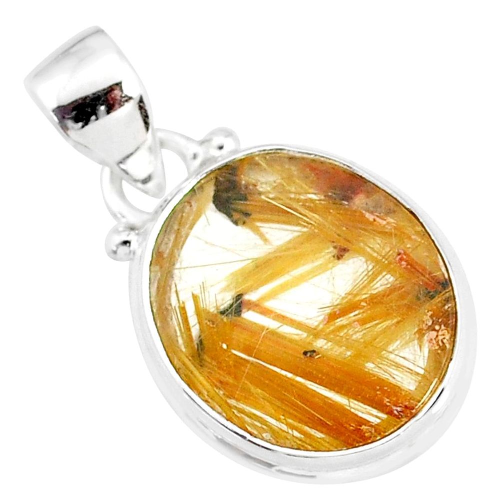 10.08cts natural golden star rutilated quartz 925 sterling silver pendant r86508