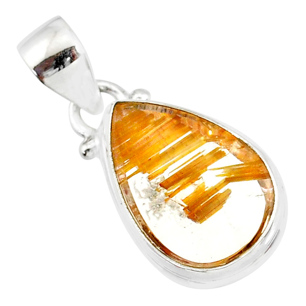 9.72cts natural golden star rutilated quartz 925 sterling silver pendant r86520