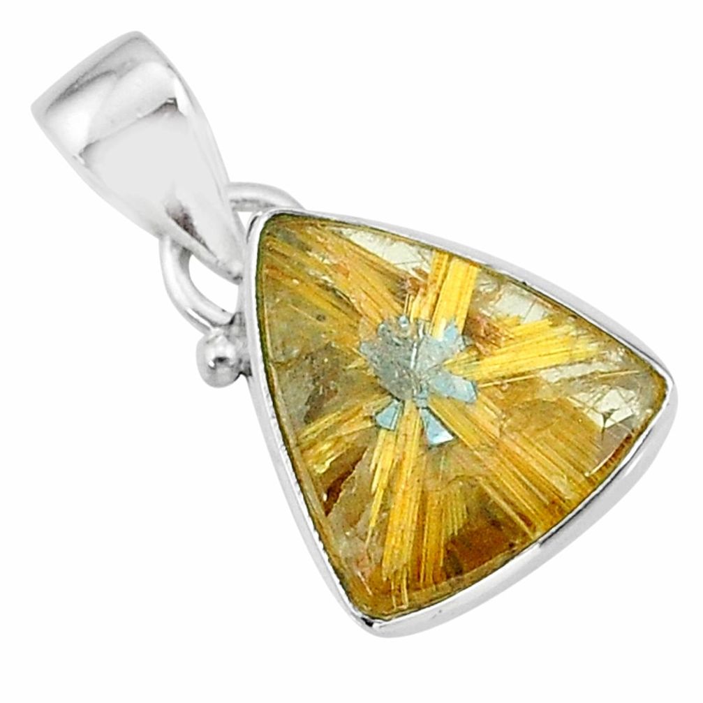 9.27cts natural golden star rutilated quartz 925 sterling silver pendant t39456