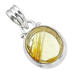 9.35cts natural golden star rutilated quartz 925 sterling silver pendant t39462
