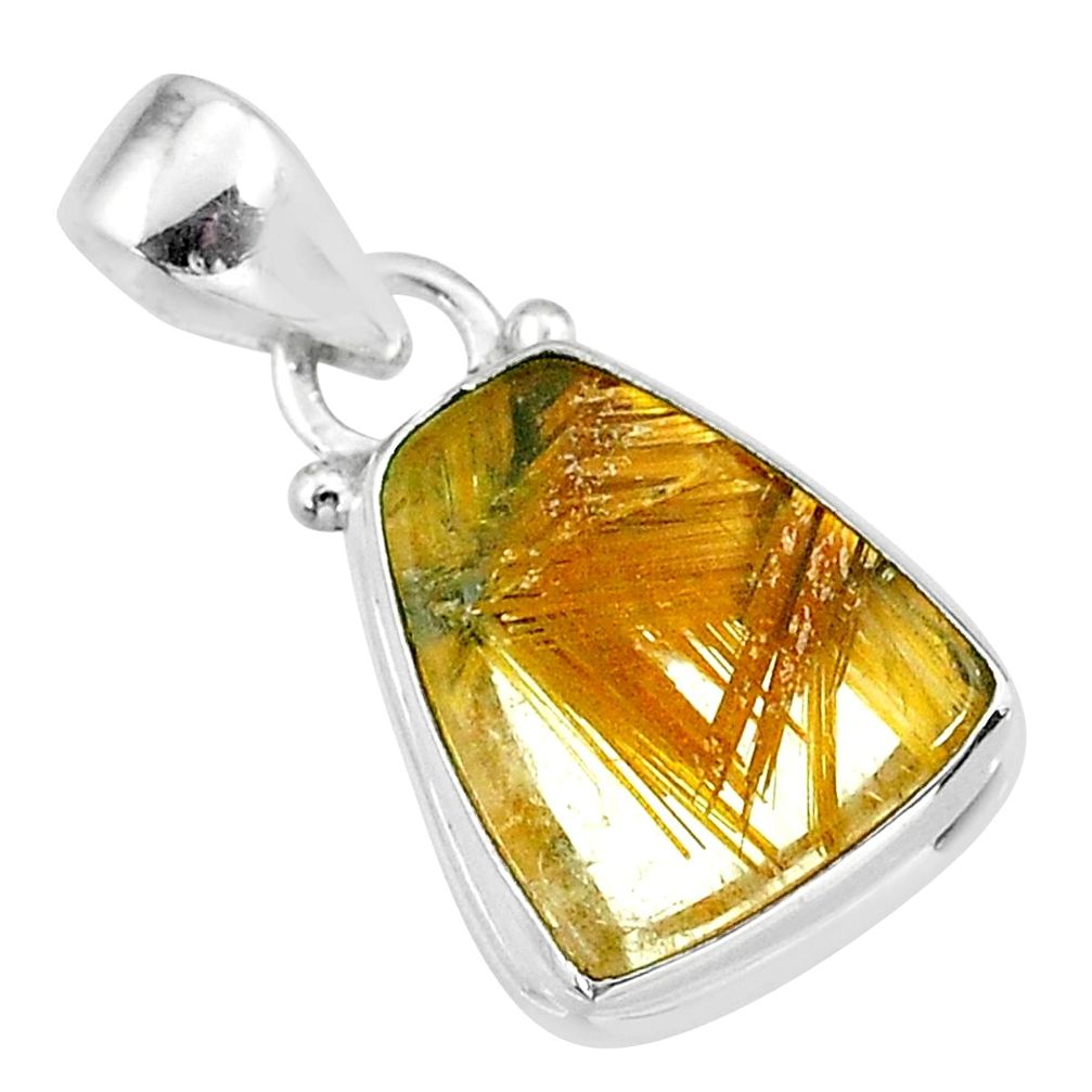 9.83cts natural golden star rutilated quartz 925 sterling silver pendant t39473