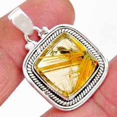 13.36cts natural golden star rutilated quartz 925 sterling silver pendant y6227