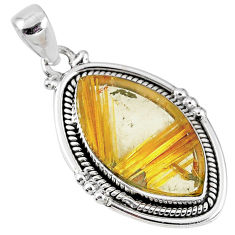15.25cts natural golden star rutilated quartz marquise silver pendant r60272