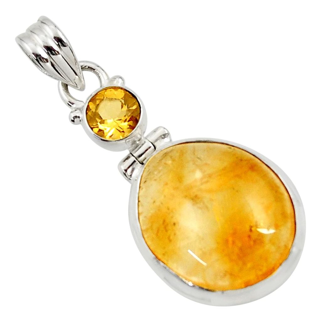 16.20cts natural golden tourmaline rutile citrine 925 silver pendant d45410