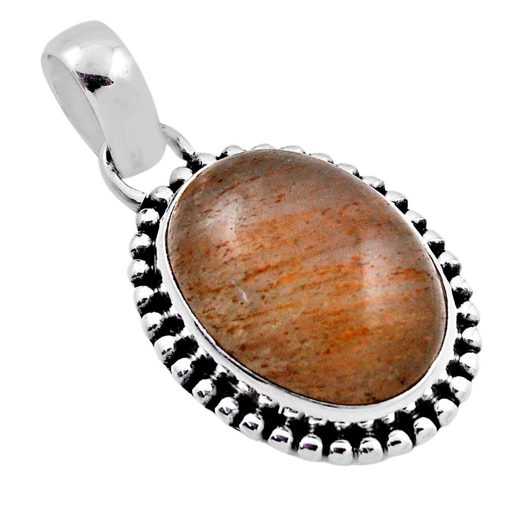 12.96cts natural golden tourmaline rutile oval sterling silver pendant n23619
