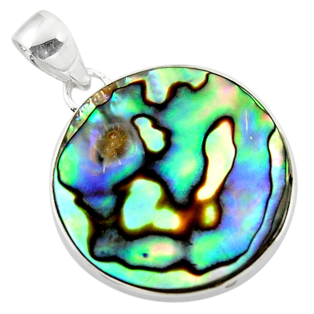 15.02cts natural green abalone paua seashell 925 sterling silver pendant r51674