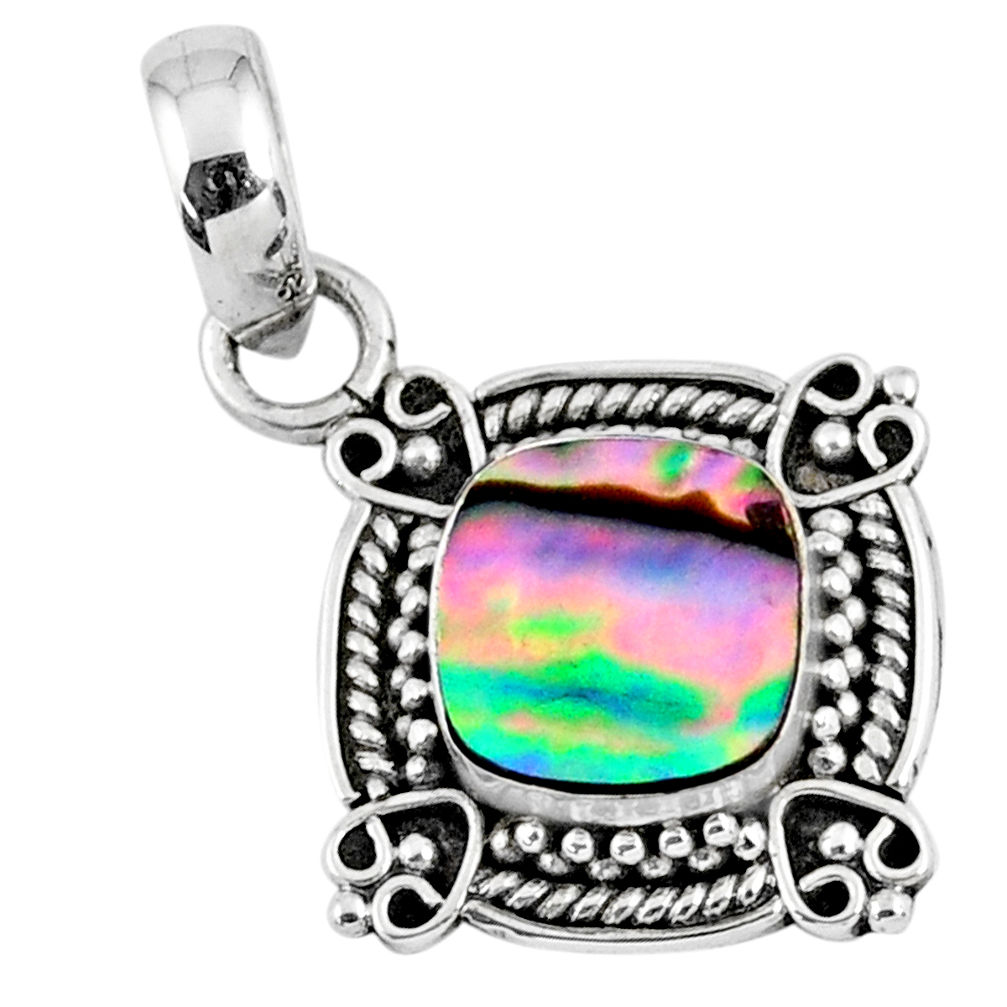 2.60cts natural green abalone paua seashell 925 sterling silver pendant r57646