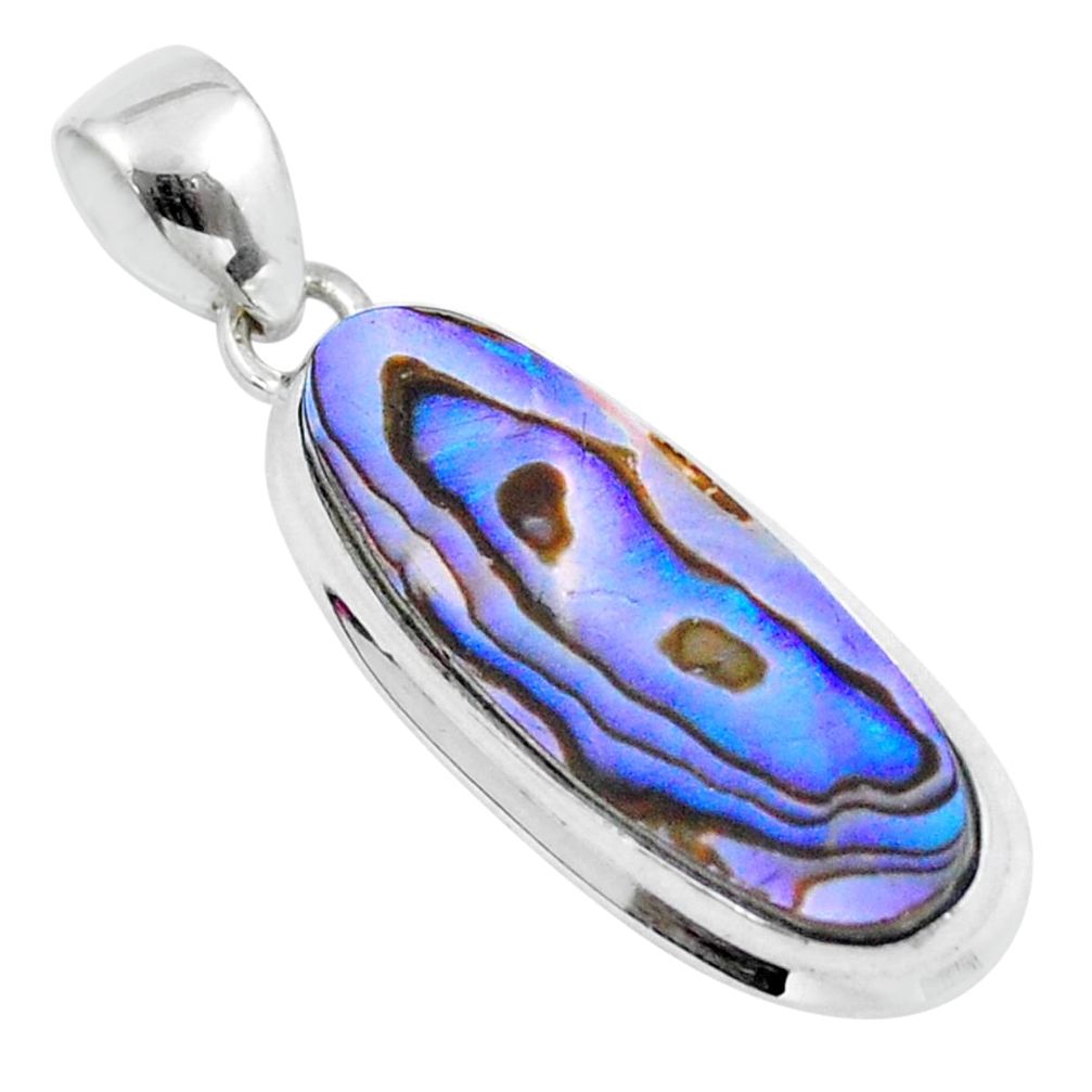 8.75cts natural green abalone paua seashell 925 sterling silver pendant u19447