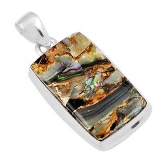 13.40cts natural green abalone paua seashell 925 sterling silver pendant y23308