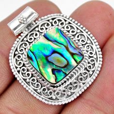 8.70cts natural green abalone paua seashell 925 sterling silver pendant y8577