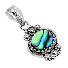 3.29cts natural green abalone paua seashell 925 sterling silver pendant y86727