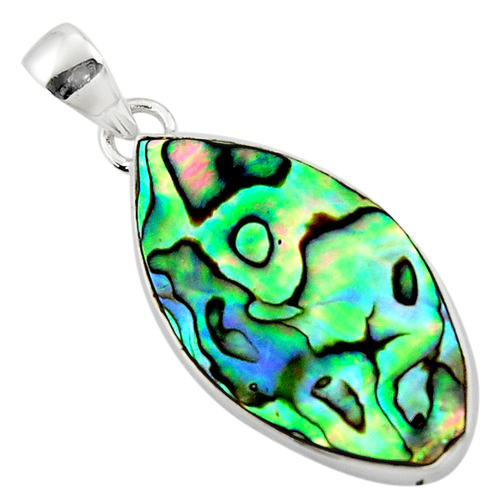 12.62cts natural green abalone paua seashell marquise 925 silver pendant r51668