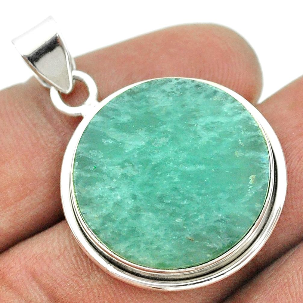 16.20cts natural green amazonite (hope stone) 925 sterling silver pendant t53494
