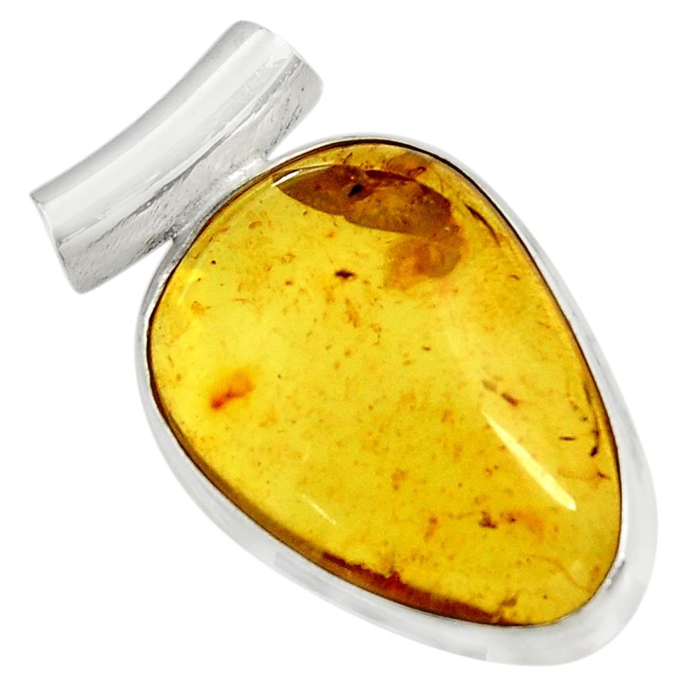 15.55cts natural green amber from colombia 925 sterling silver pendant d41265