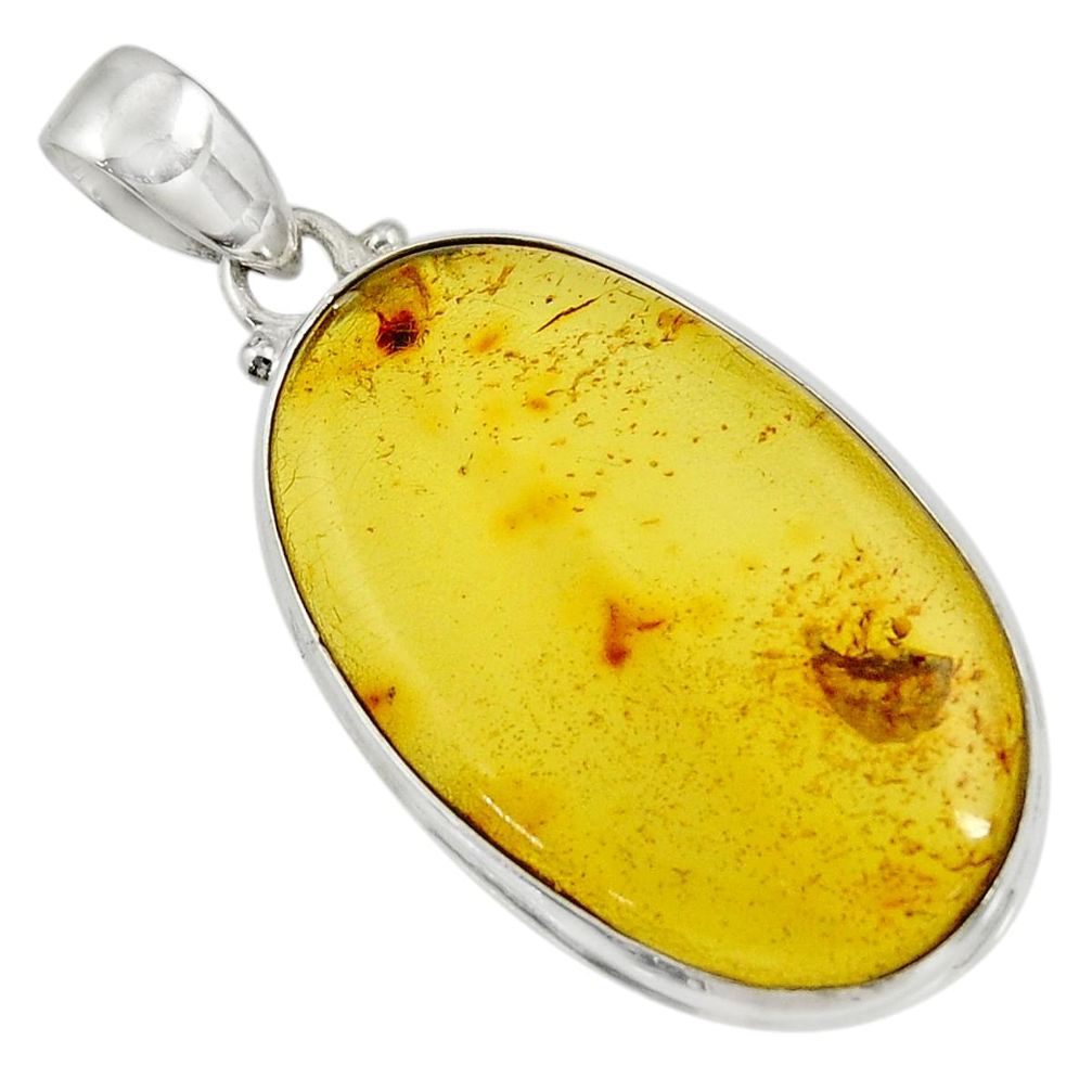 16.54cts natural green amber from colombia 925 sterling silver pendant d41319